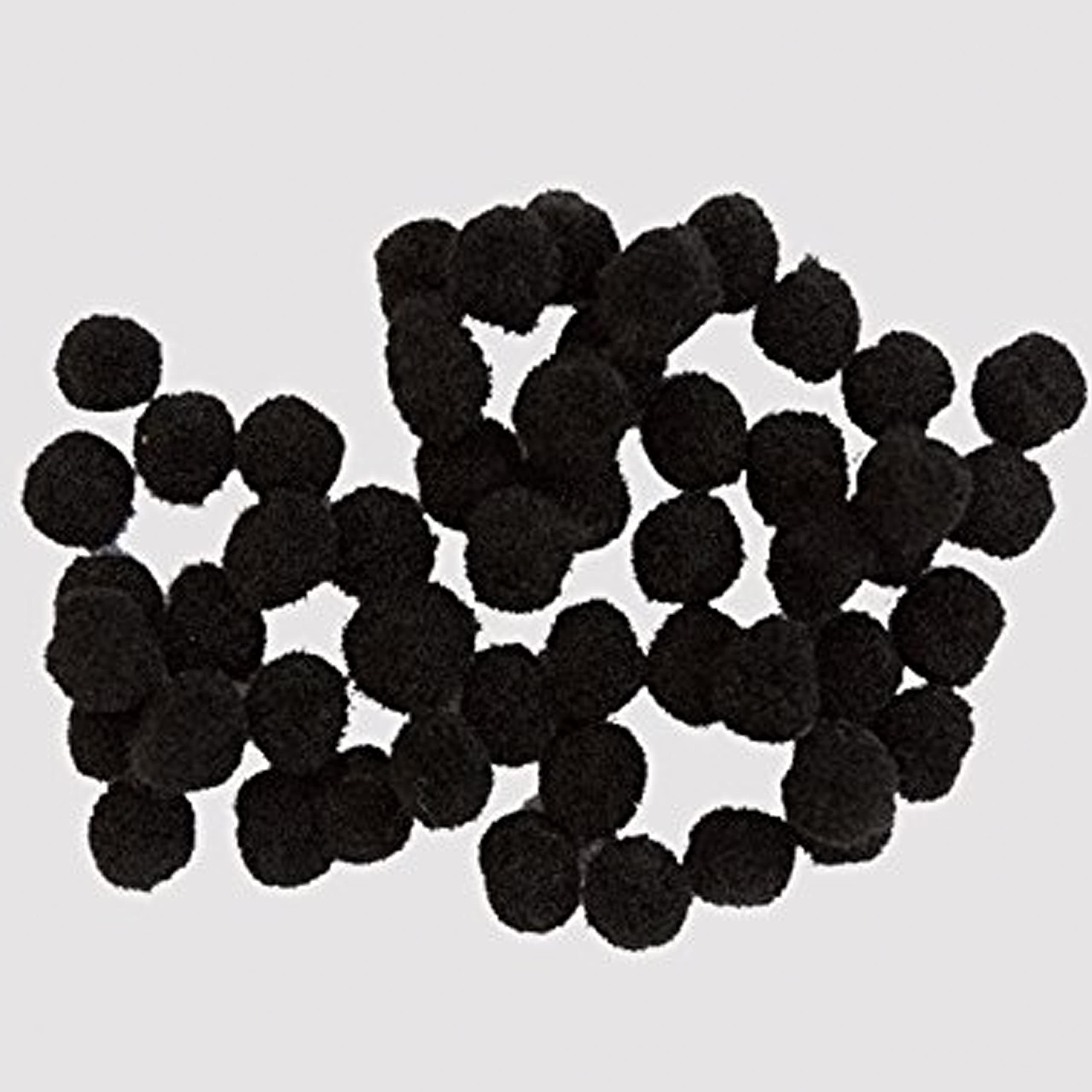 10mm Pom Poms Fluffy Craft - Choose Your Quantity & Colour (200, Black)