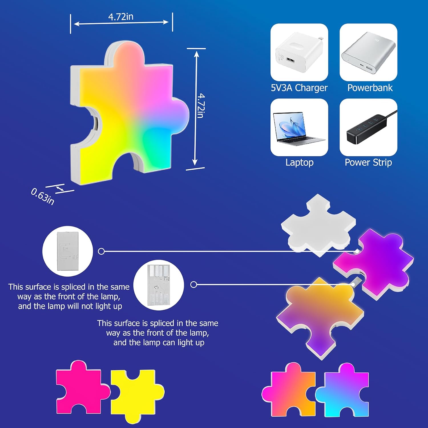 Glide Puzzle LED Light Panels, 9 Pack Smart RGB+IC Jigsaw-Shaped Modular Wall Panels with APP & Remote, 16 Million Colors, Music Sync, Gaming Lights for Bedroom Living Room Kids Room Party Decoration
