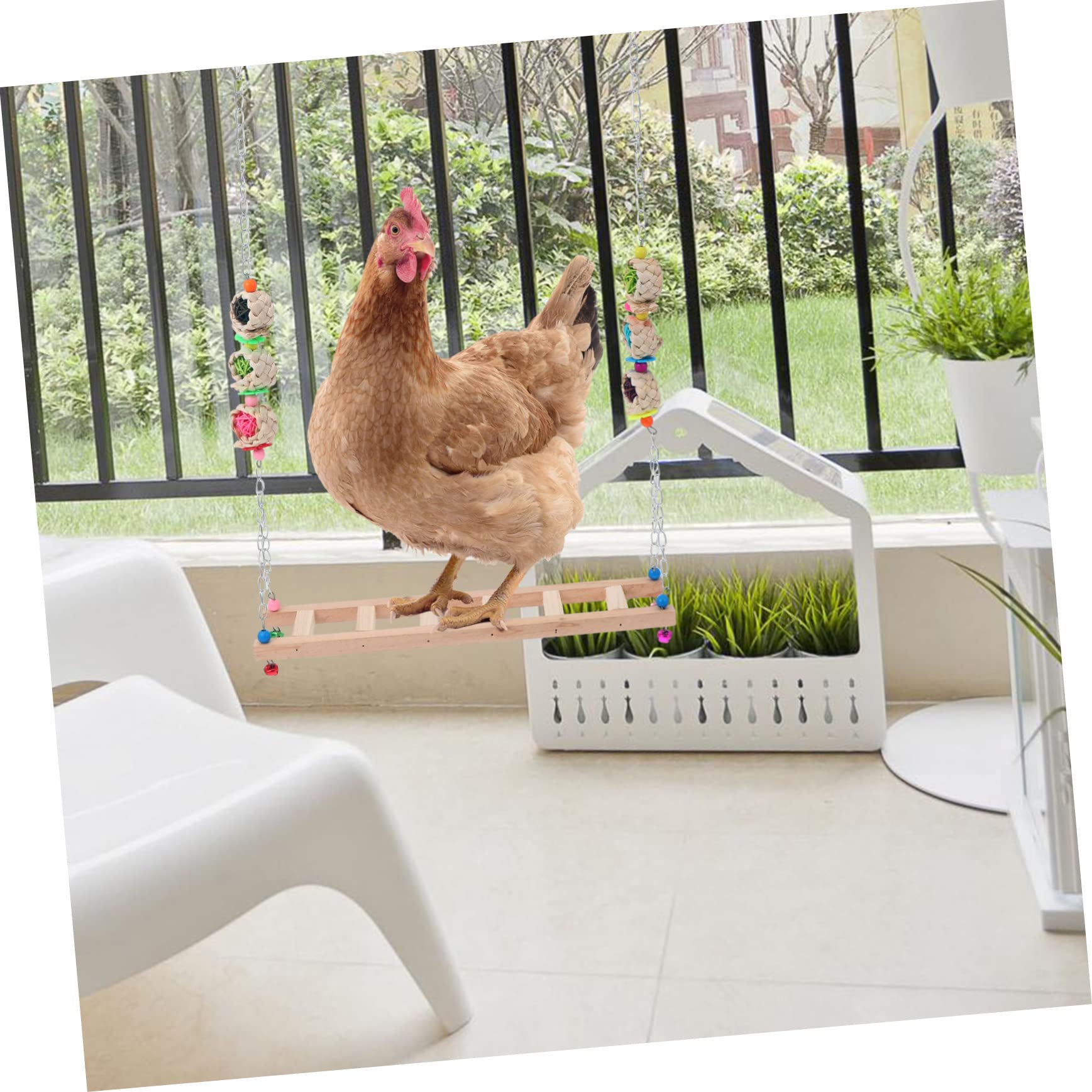 LIOOBO Rooster Climbing Ladder Chicken Swing Toy Pet Plaything Cage Accessories Random Color