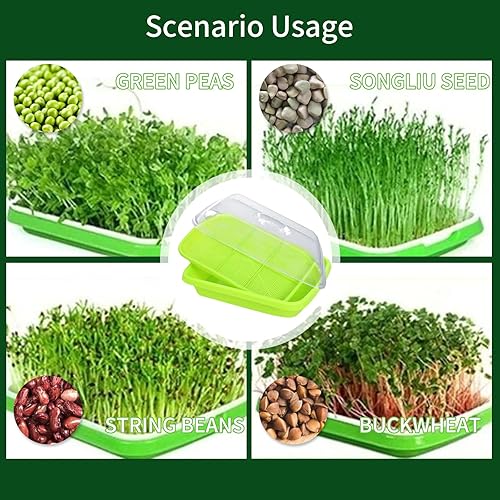 Miniatura 6 de Paquete de 3 bandejas para germinar semillas, bandeja de germinación sin tierra, kit de cultivo de microgreens con tapa, sin BPA, kit de germinación