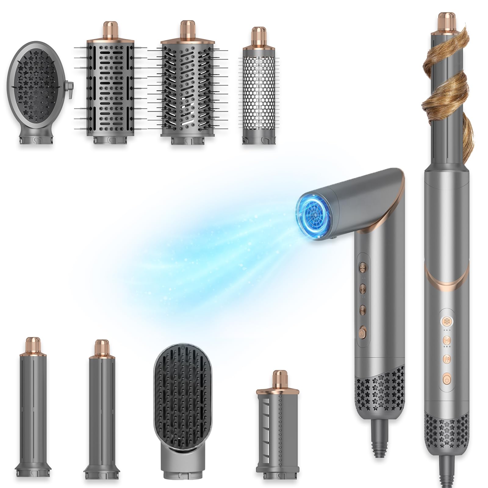 8 In 1 Negative Ionic Foldable Wrap Air Hair Styler Set, 110000 RPM High-Speed Hot