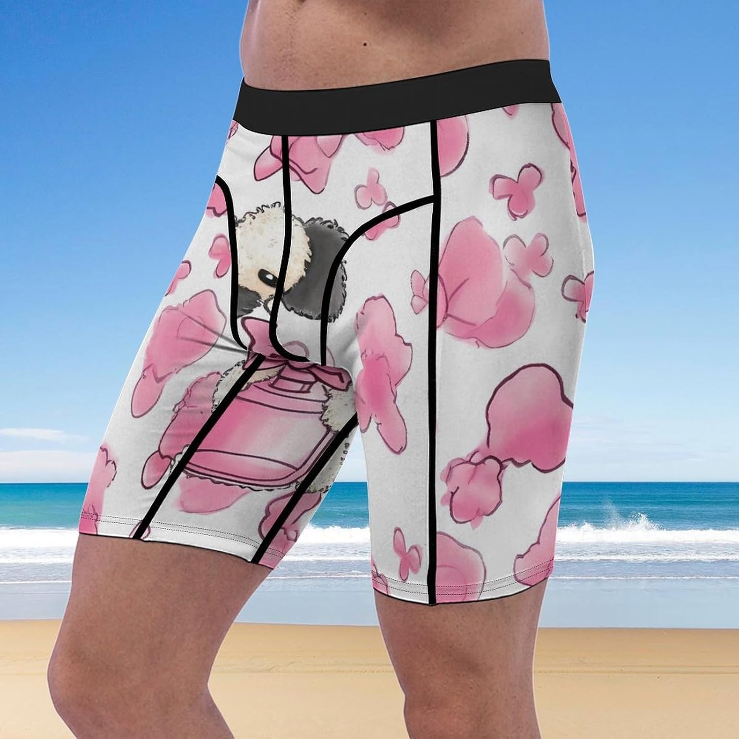 Cute Poodle Compression Shorts Men Spandex Sport Shorts Workout Performance Baselayer Underwear