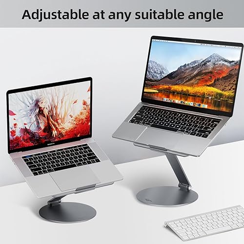 Miniatura 7 de Laptop Stand with 360 Rotating Base, Foldable Computer Stand Ergonomic Design, Angle Adjustable Aluminum Laptop Riser Compatible with MacBook
