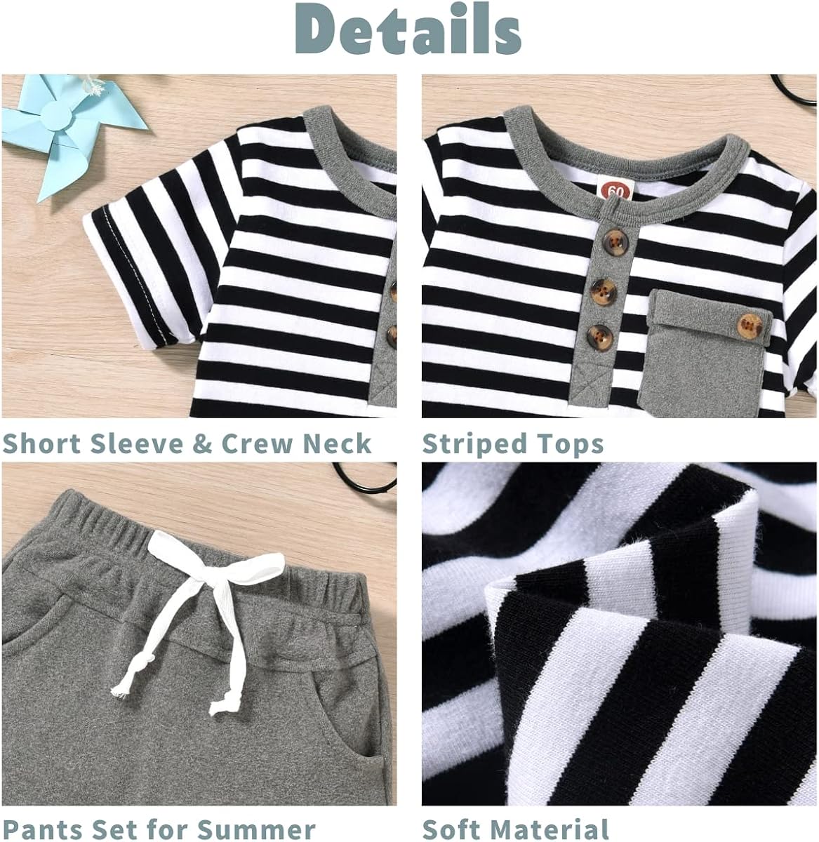 Miniatura 4 de Aalizzwell Camiseta de verano para bebés recién nacidos, pantalones cortos Harem