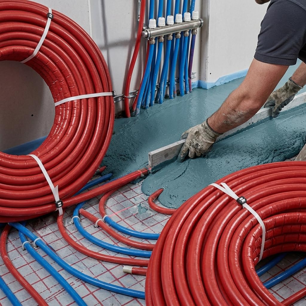 Rollo de tubo multicapa aislado rojo Ø16 mm | Longitud 50 m | Aislamiento térmico eficiente | Ideal para fontanería y calefacción | Resistente y fácil de instalar | QUICK PLOMBERIE