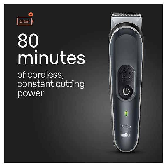Braun Body Groomer Series 3 3340, Body Groomer for Men, for Chest, Armpits, Groin, Manscaping & More, Incl. 2 Combs for 1 mm - 3 mm Lengths, SkinSecure Technology for Gentle Use, Washable,