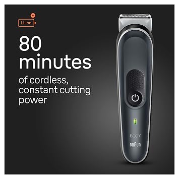 Braun Body Groomer Series 3 3340, Body Groomer for Men, for Chest, Armpits, Groin, Manscaping & More, Incl. 2 Combs for 1 mm - 3 mm Lengths, SkinSecure Technology for Gentle Use, Washable,