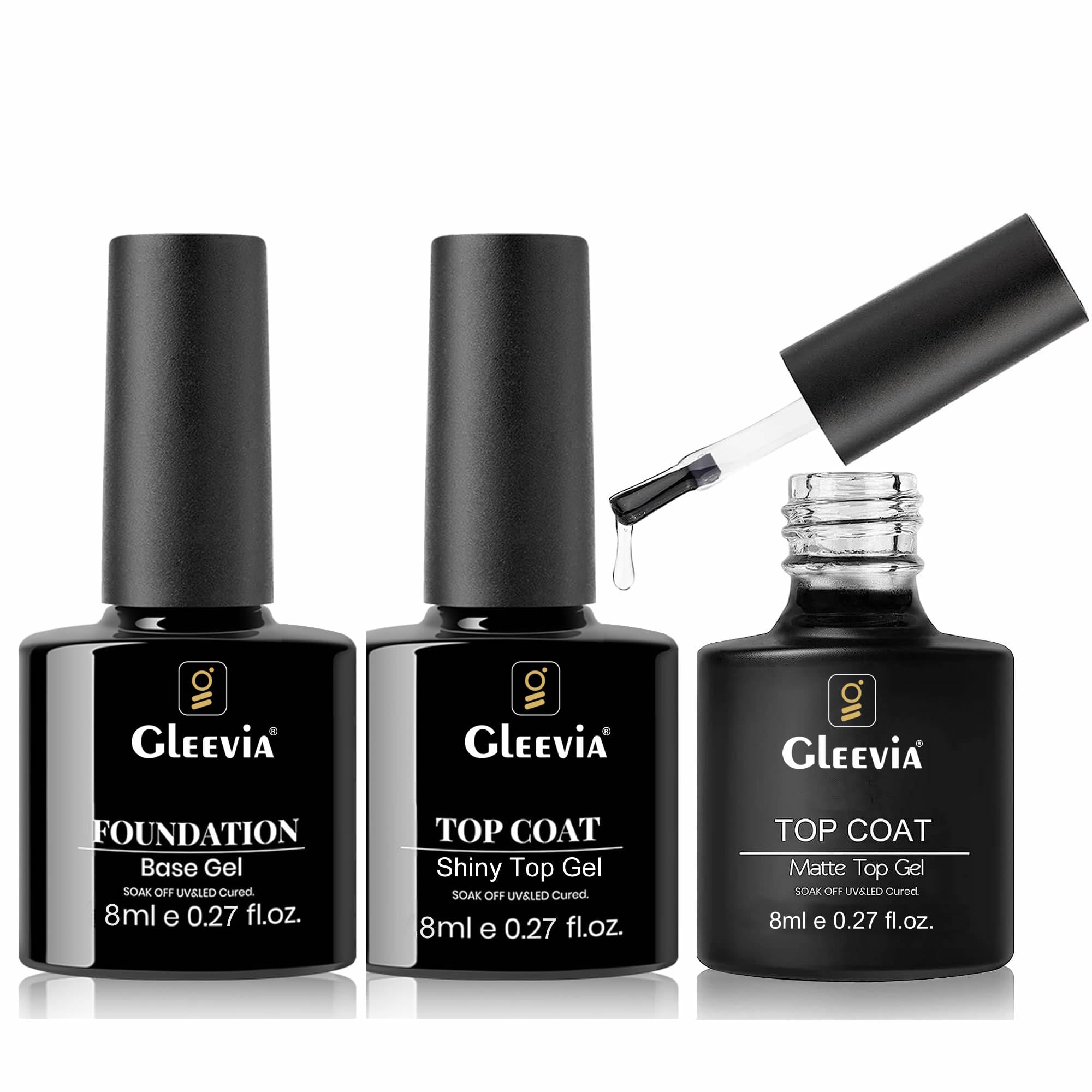 No-Wipe Glossy & Matte Top Coat & Base Coat Gel Combo Kit for Gel Nail Polish, Long Lasting High Gloss and Matte Effects Soak-off UV/Led Gel DIY at Home (Combo Of 3) 8ml/each-image-41