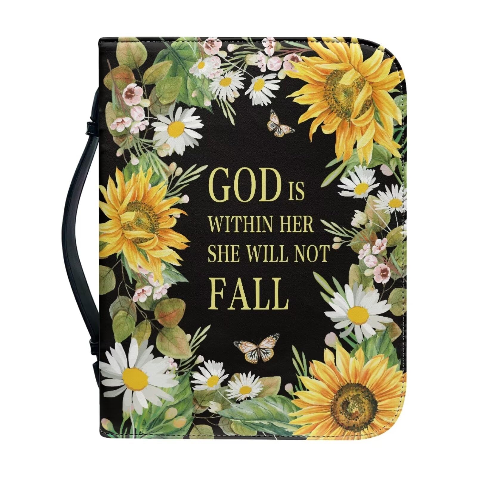 Leather Bible Cover Case Cross Bible Covers Extra Large Size with Zippered Handle Scripture Protective Bag — image 1