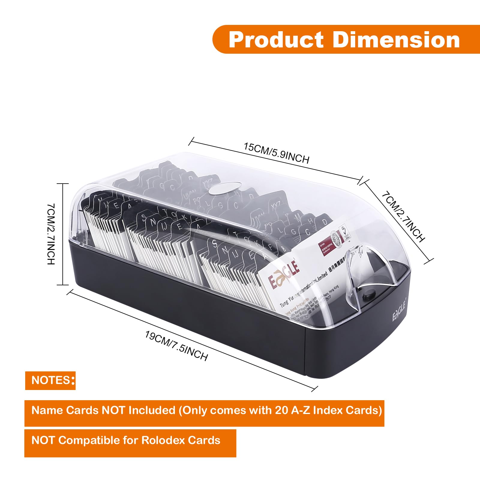Rolodex Card Holder For Desk Eagle Push-Button Business Card Box - Holds  350 Cards With A-Z Index System
