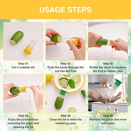 Miniatura 4 de LOGJAM Exprimidor de limón de 3 piezas, exprimidor de cal de acero inoxidable y mini exprimidor manual con tapa de tornillo con filtro integrado