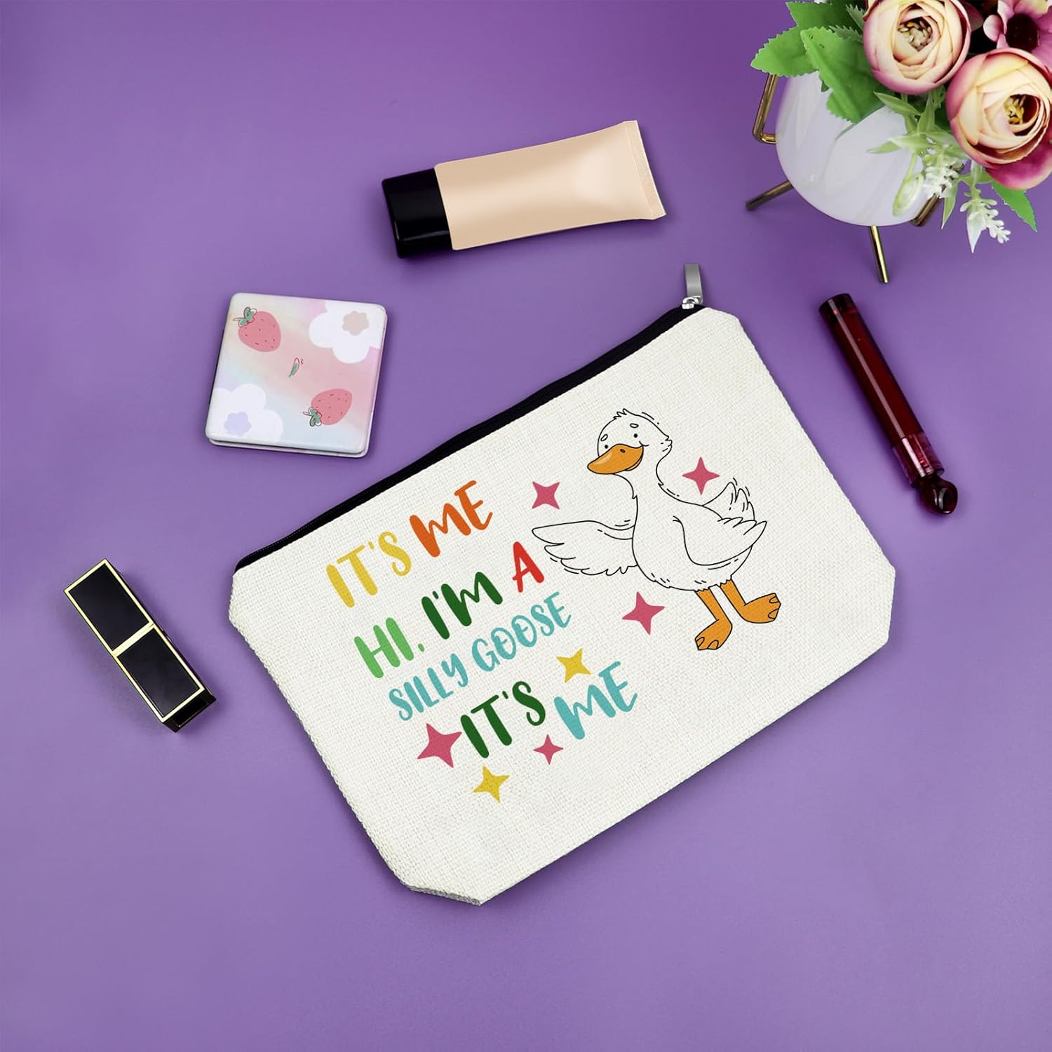 Sazuwu Silly Goose Gifts for Women Makeup Bag Goose Lover Gift Goose Themed Birthday Party Cosmetic Bag Animal Lovers Gift Ideas Toiletry Travel Pouch - Image 7