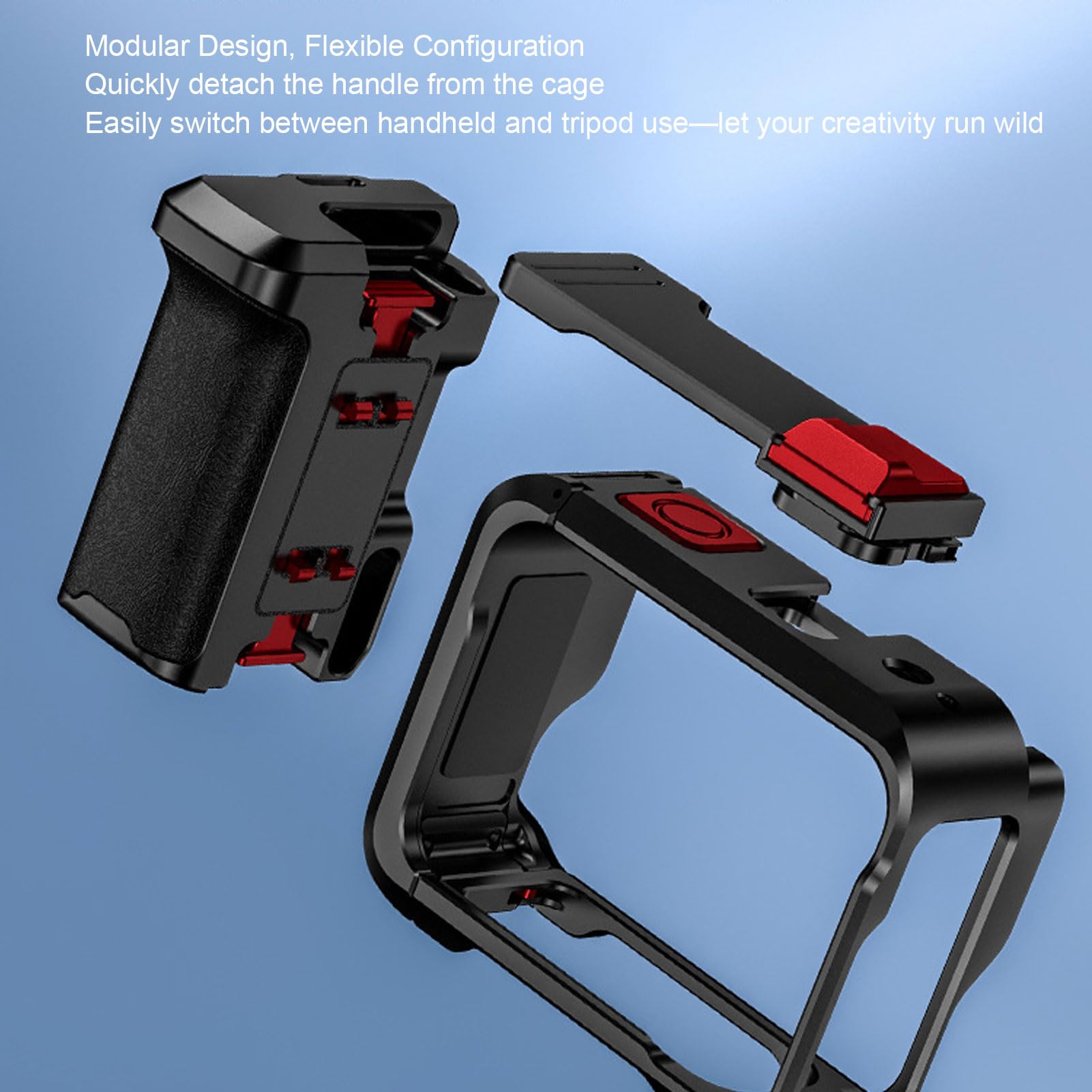 Denash Kit Street Grip per Ace Pro 1 2 Action Camera Gabbia Modulare in Lega di Alluminio con Pattino Freddo Filettatura da 1/4 di Pollice per Accessori Fotografici All'a