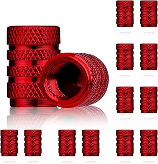 AIEX 12pcs Valve Stem Cap, Aluminum Valve Stem Caps Air-Proof Tire Caps Tire Valve Caps Tire Stem Valve Cap Tires Air Caps Cover Valve Stem Covers for Cars SUV Trucks Motorcycles Bicycles (Red)