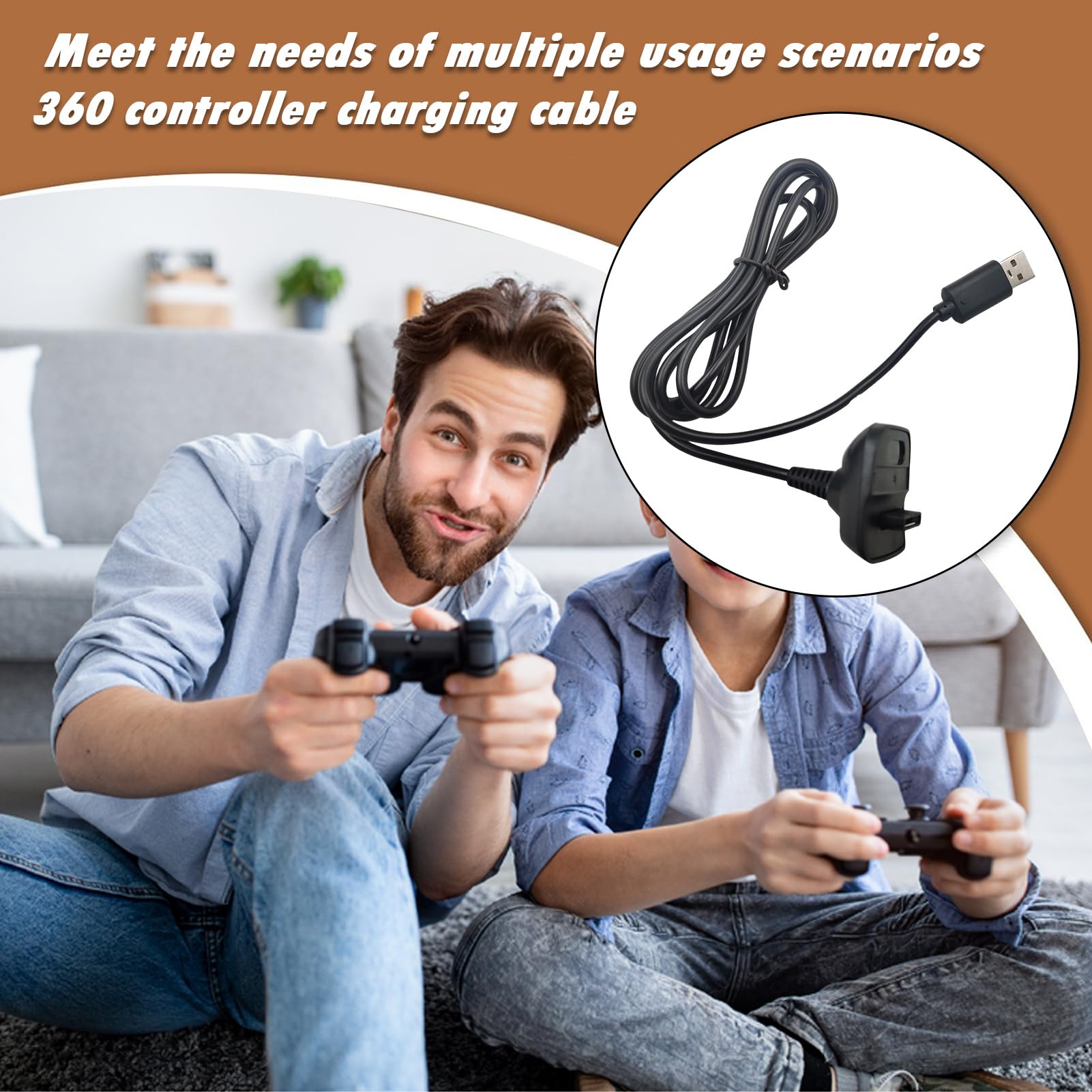 Générique Câble De Charge Pour Manette De Jeu 360 - Cordon d'Alimentation Plug and Play pour Manette 360 | Pièce De Remplacement De Console Fiable Et Pour Utilisateurs