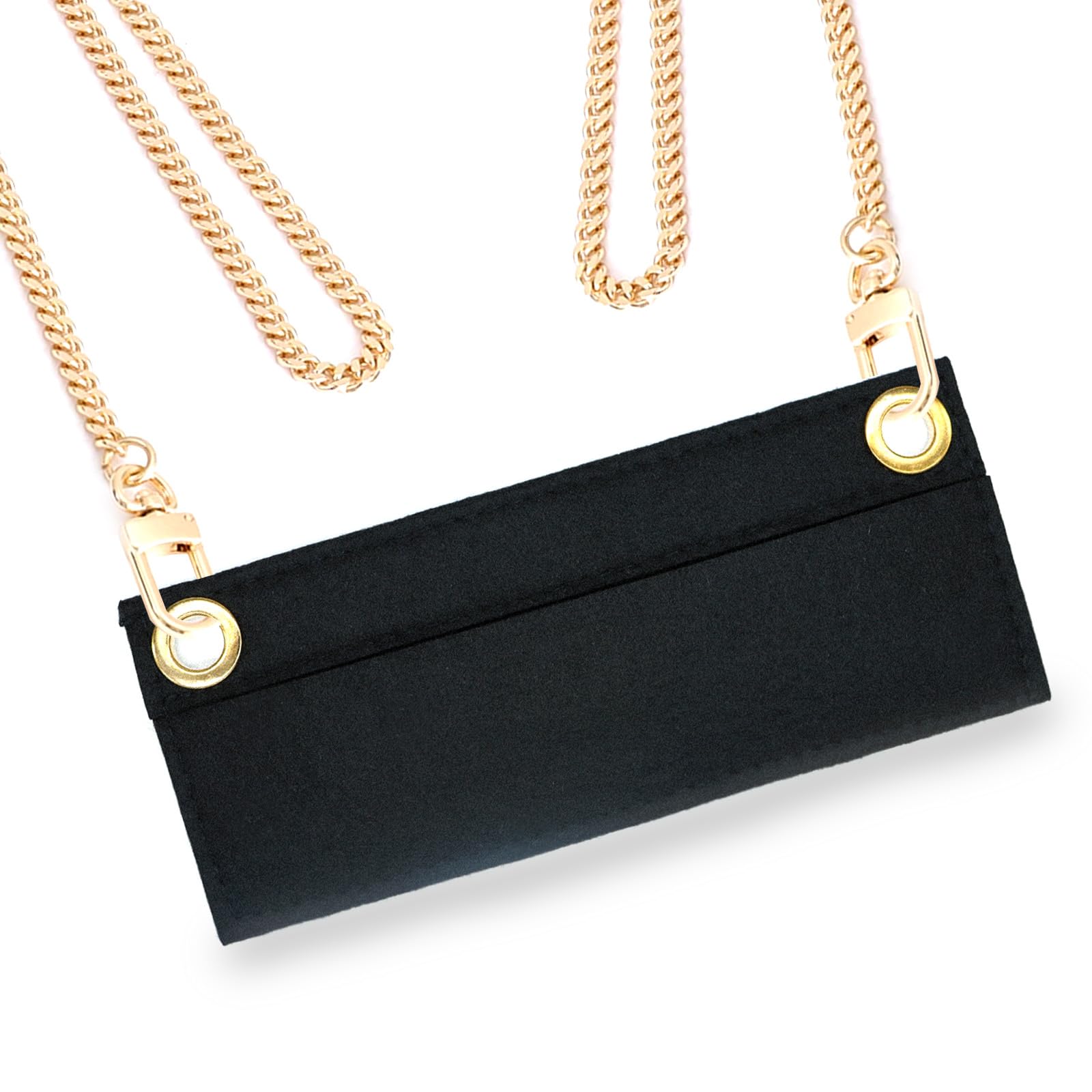 Purse Organizer Insert,3 Pcs Wallet Insert for Chain Strap,Felt Purse Organizer Inserts for Pochette,Black Envelope Bag Organizer Flip Wallet Inserts Liner DIY Conversion for Women Clutch Crossbody