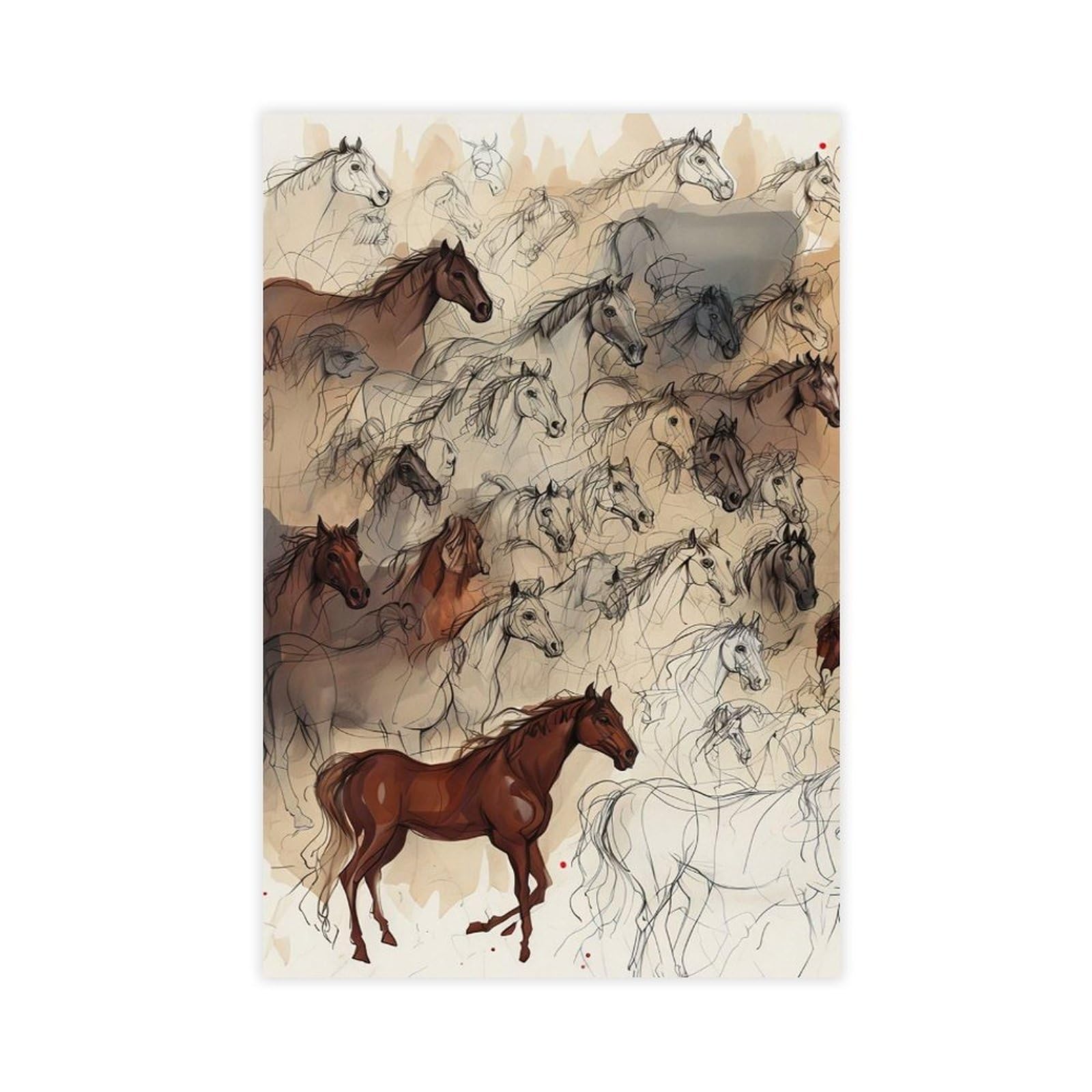 Bareronor Herd of Horses Abstract Canvas Poster Bedroom Decor Landscape Office Room Decor Gift 16" L X 24" W