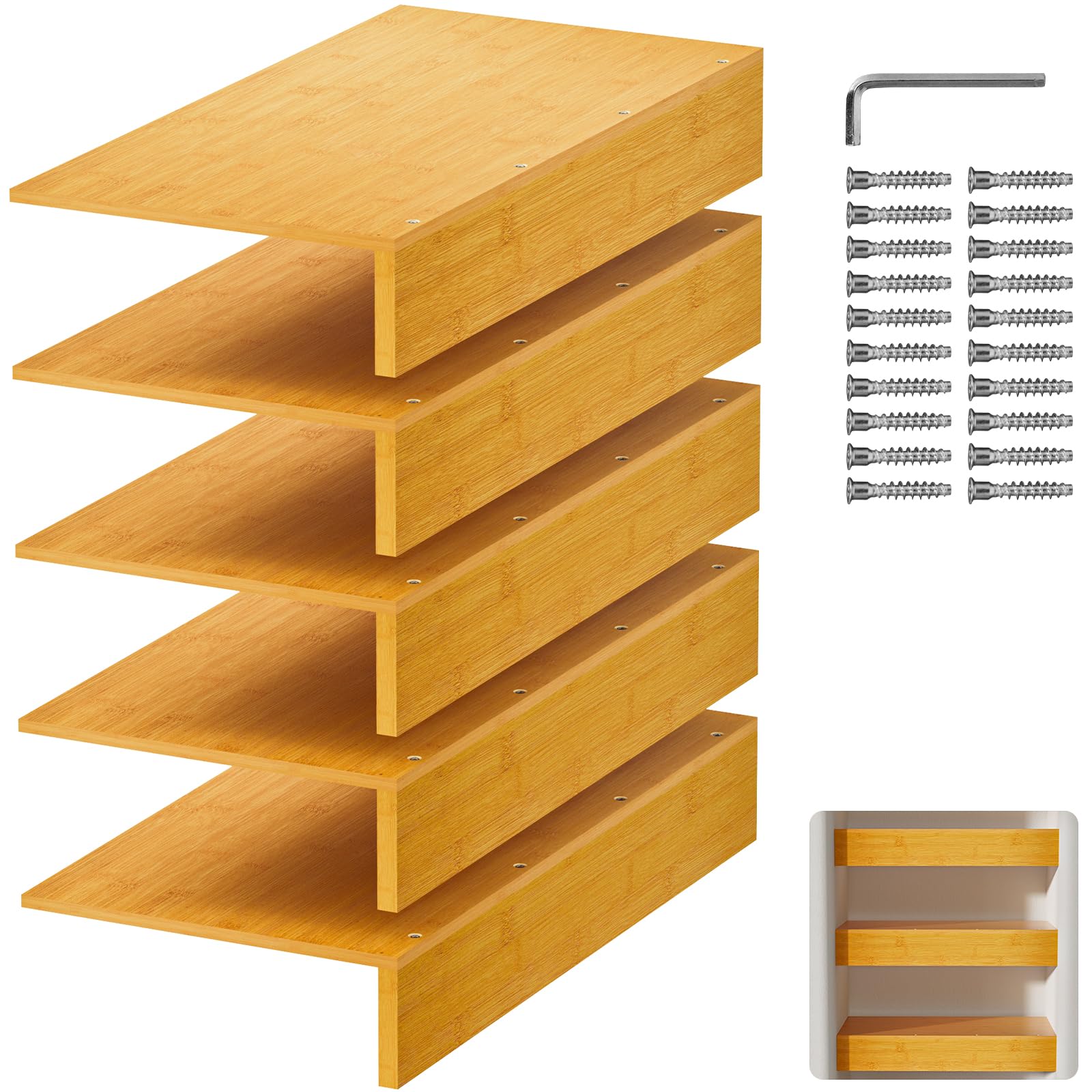 5 pcs wire shelf cover, 24 x 12 inch wire rack covers for pantry, removable wooden shelf covers for wire shelving, wire rack cover for closet, kitchen, pantry, bathroom