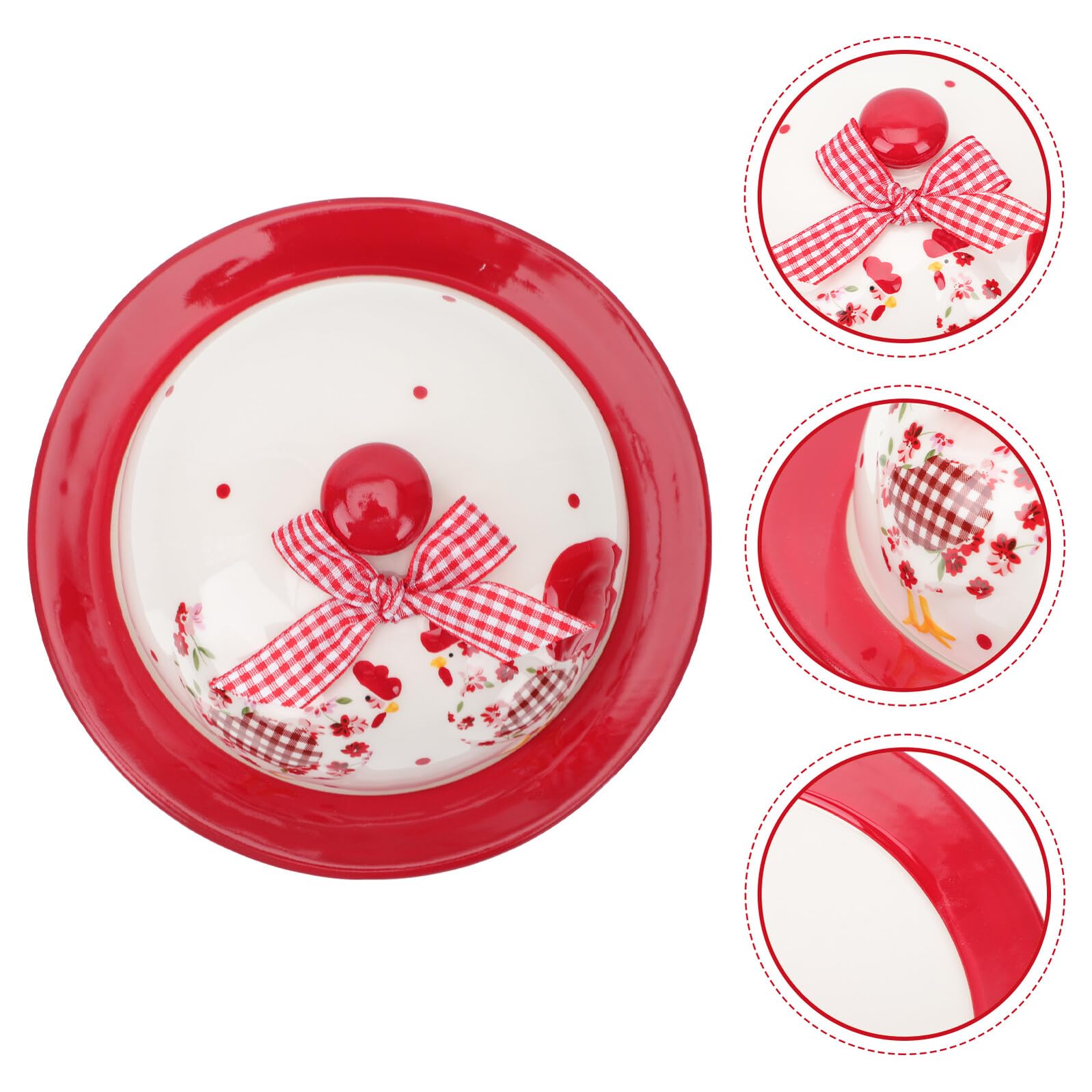 Angoily Assiette à Beurre en Céramique Rouge à Motif Floral en Relief Plat à Goûter Chic pour Beurre et Fromage Vaisselle Pratique pour Goûter et Réunion Familiale