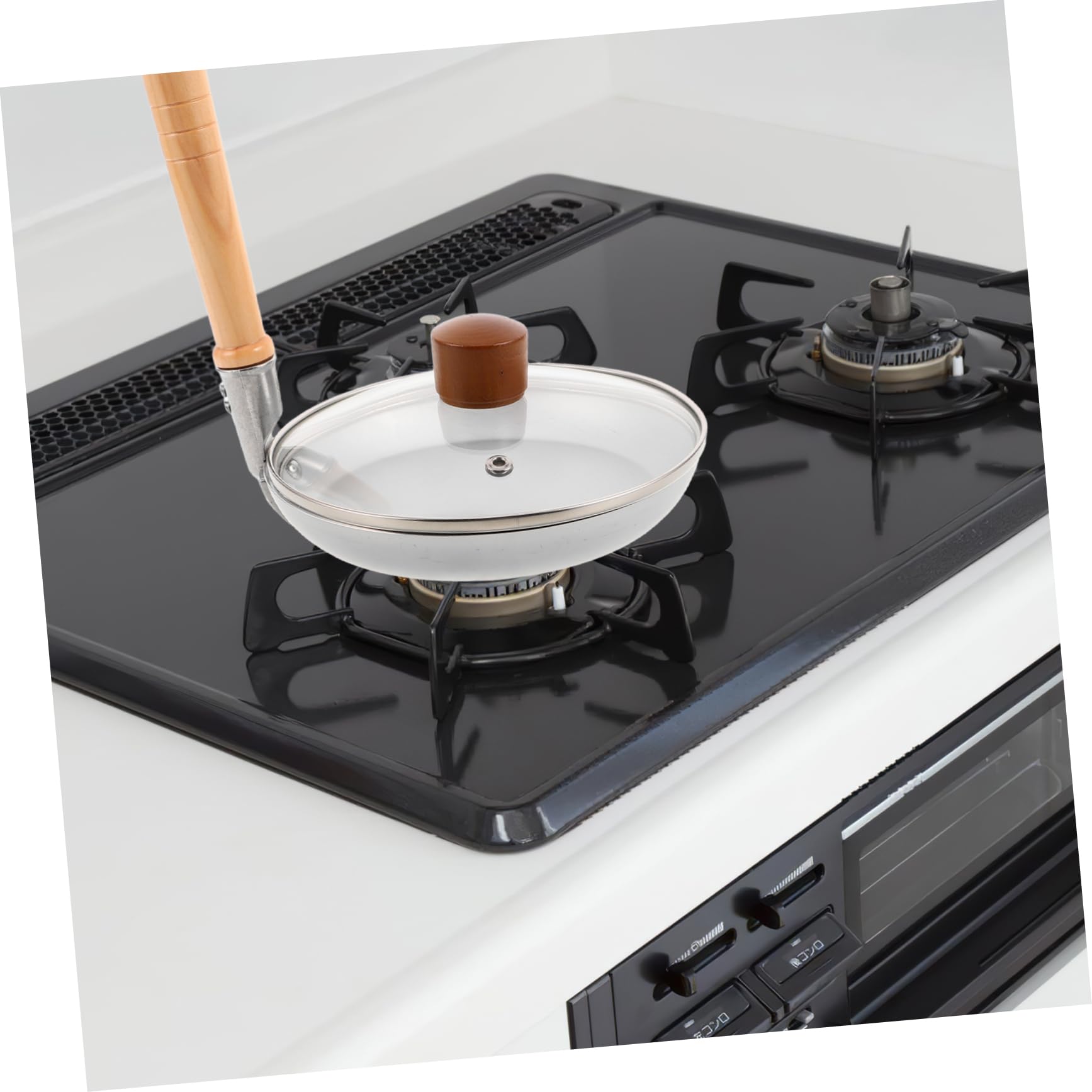 VALICLUD Eierpfanne mit Deckel, Kompakte Aluminiumpfanne mit Holzgriff