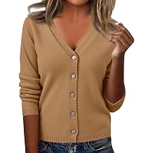 Button up Sweaters for Women Trendy V Neck Long Sleeve Open Front Cardigans Fall Lightweight Knit Sweater Jacket