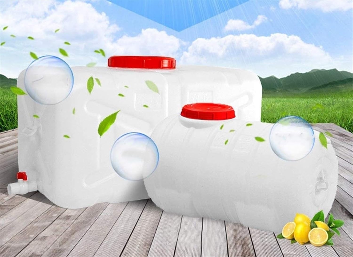 Water Tank Plastic Bucket Large Capacity Water Container with Faucet, Portable Car Water Tank Emergency Drinking for Caravans Outdoor Camping Hiking Activities