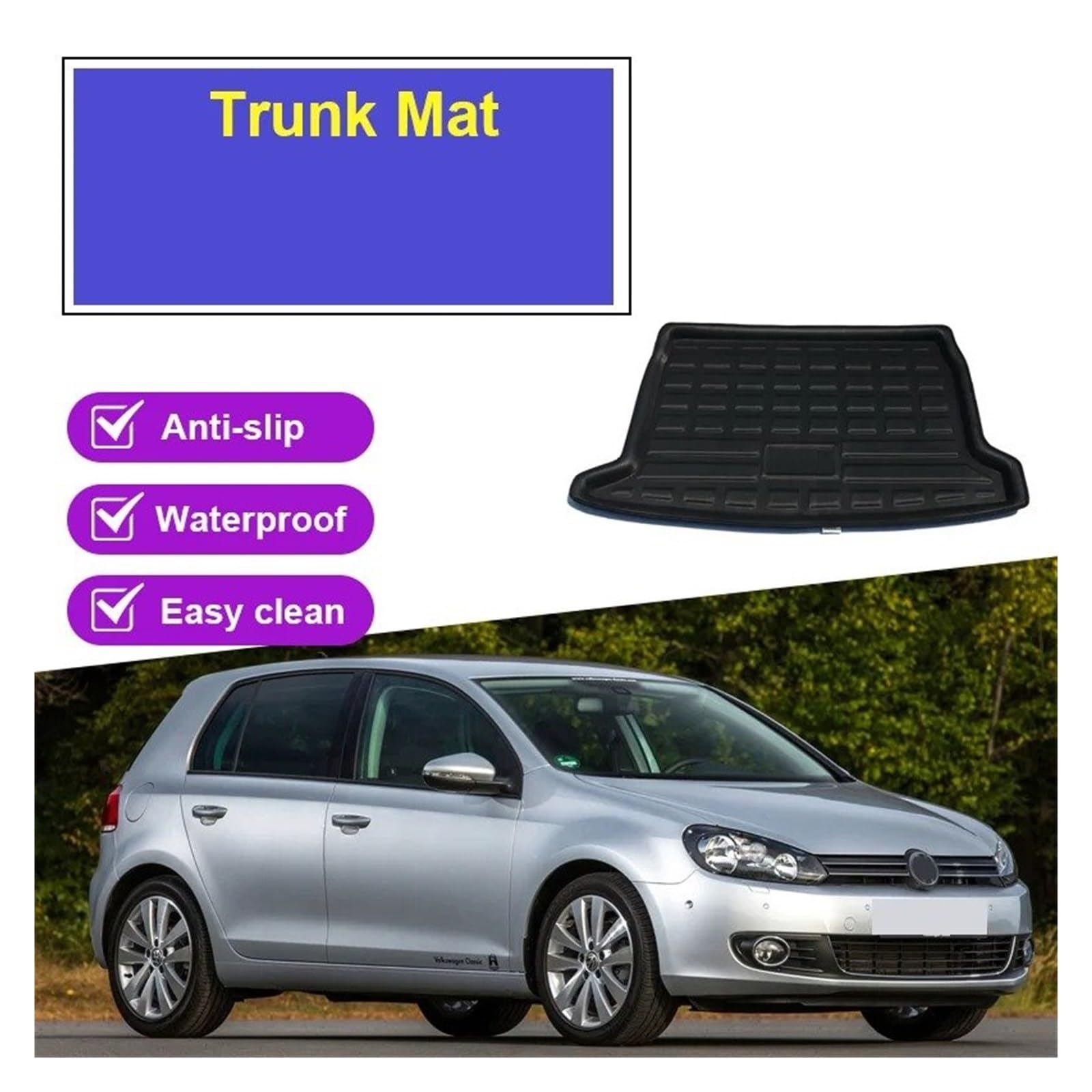 Kofferraumwanne Für VW Für Golf MK6 2010-2014 Auto Kofferraum Matte Fach Wasserdicht Pad Cargo-Liner Fach Boden Kissen Schutzfrachtmatte