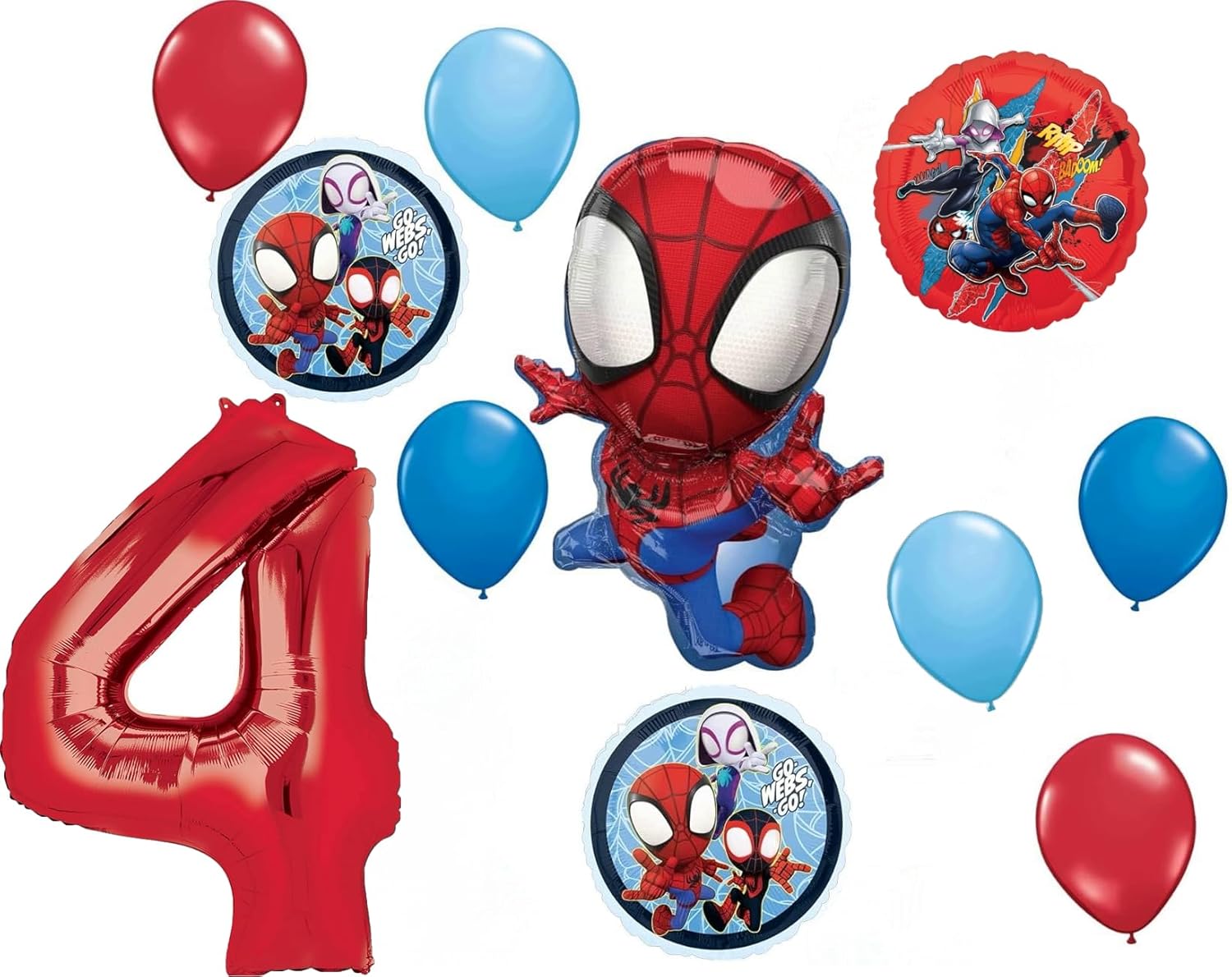 Spidey and His Amazing Friends 4th Birthday Party Supplies 11pc Balloon Bouquet Decorations