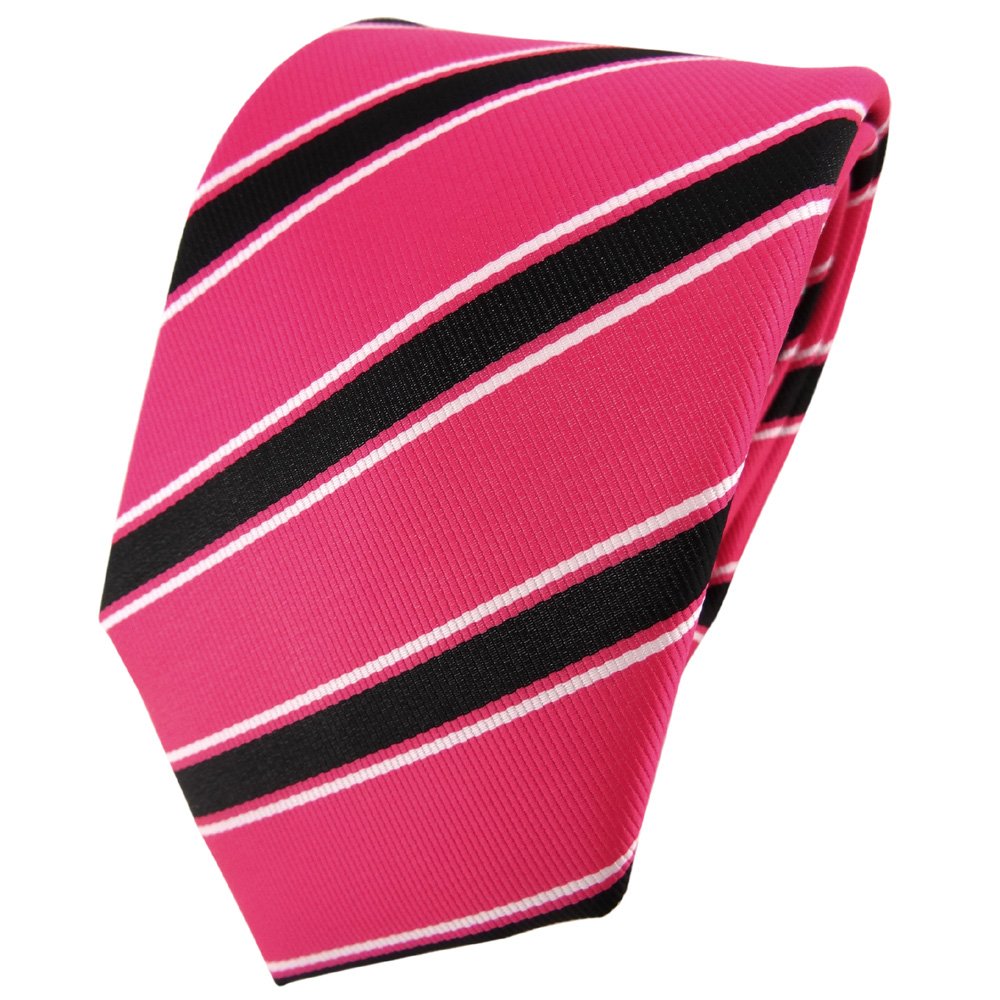 Tigertie Pink Black White Designer Tie Necktie Striped - Necktie