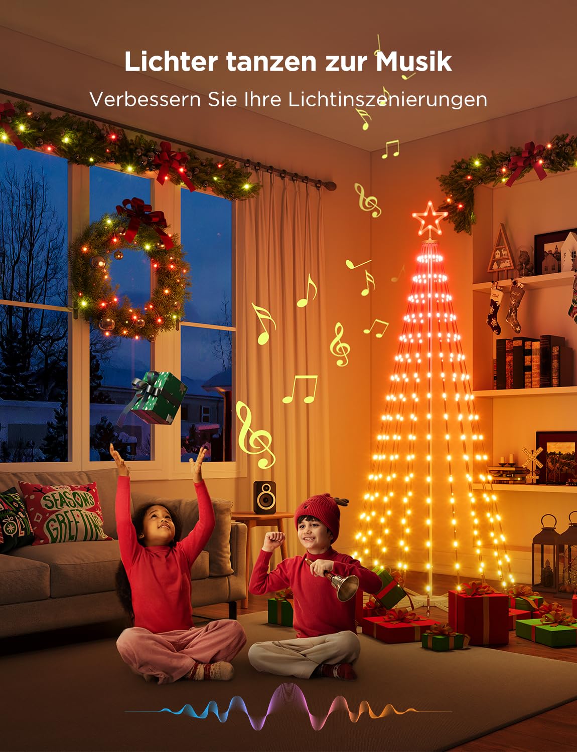 Govee Christmas Cone Tree Lights, 1,82m 316 LEDs RGBIC-Lichterkette mit Intelligenter App-Steuerung, 82+ Szenenmodi, IP67-Wasserdichte Weihnachtsbaum Kegelform für Halloween und Weihnachten, Schwarz | Intelligente App-Steuerung, 82+ Szenenmodi, IP67-Wasse
