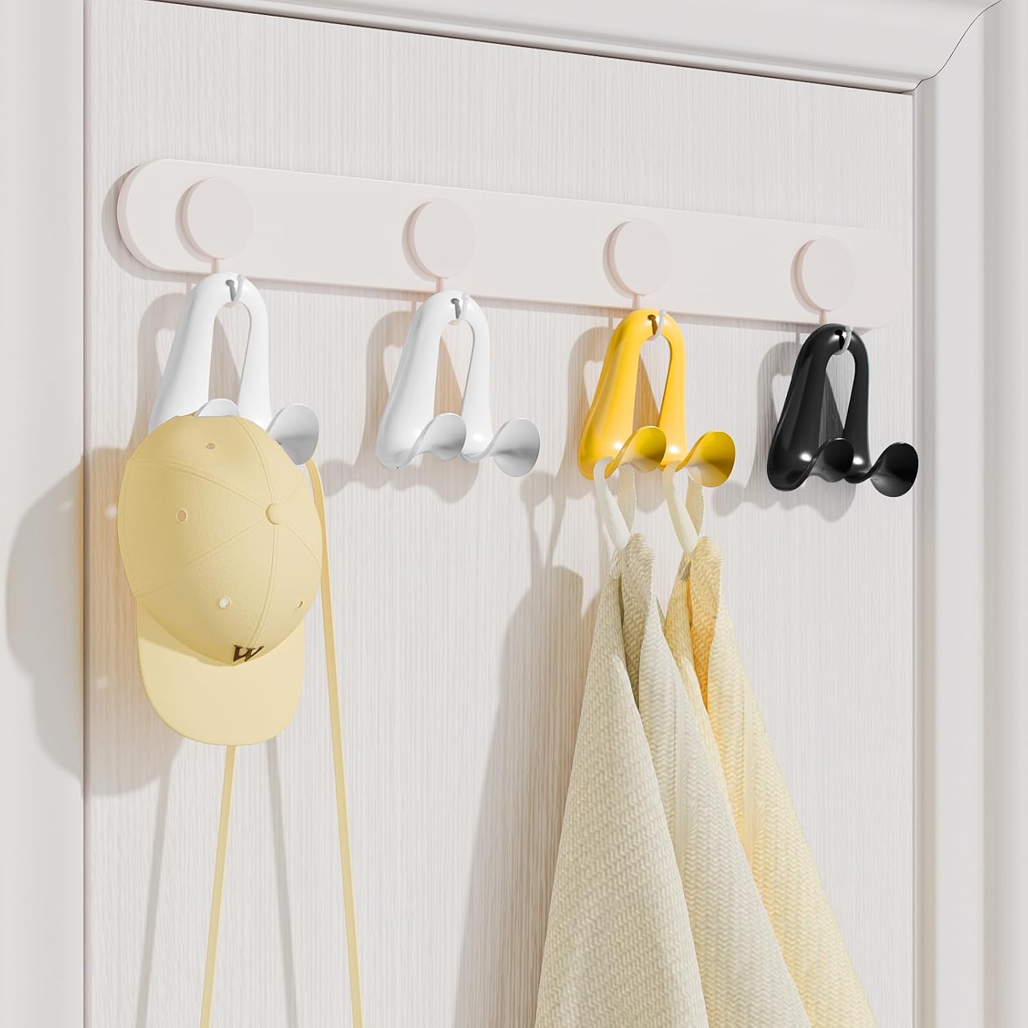 Handbag Hanger Purse Organizer Satchel Hanger Tote Hooks for Closet, Arc-Fit Curved Strap, Anti-Crease, Support Wide Slot 1.4” No-Install Dual Hook Design, Heavy Duty ABS(Bright White)