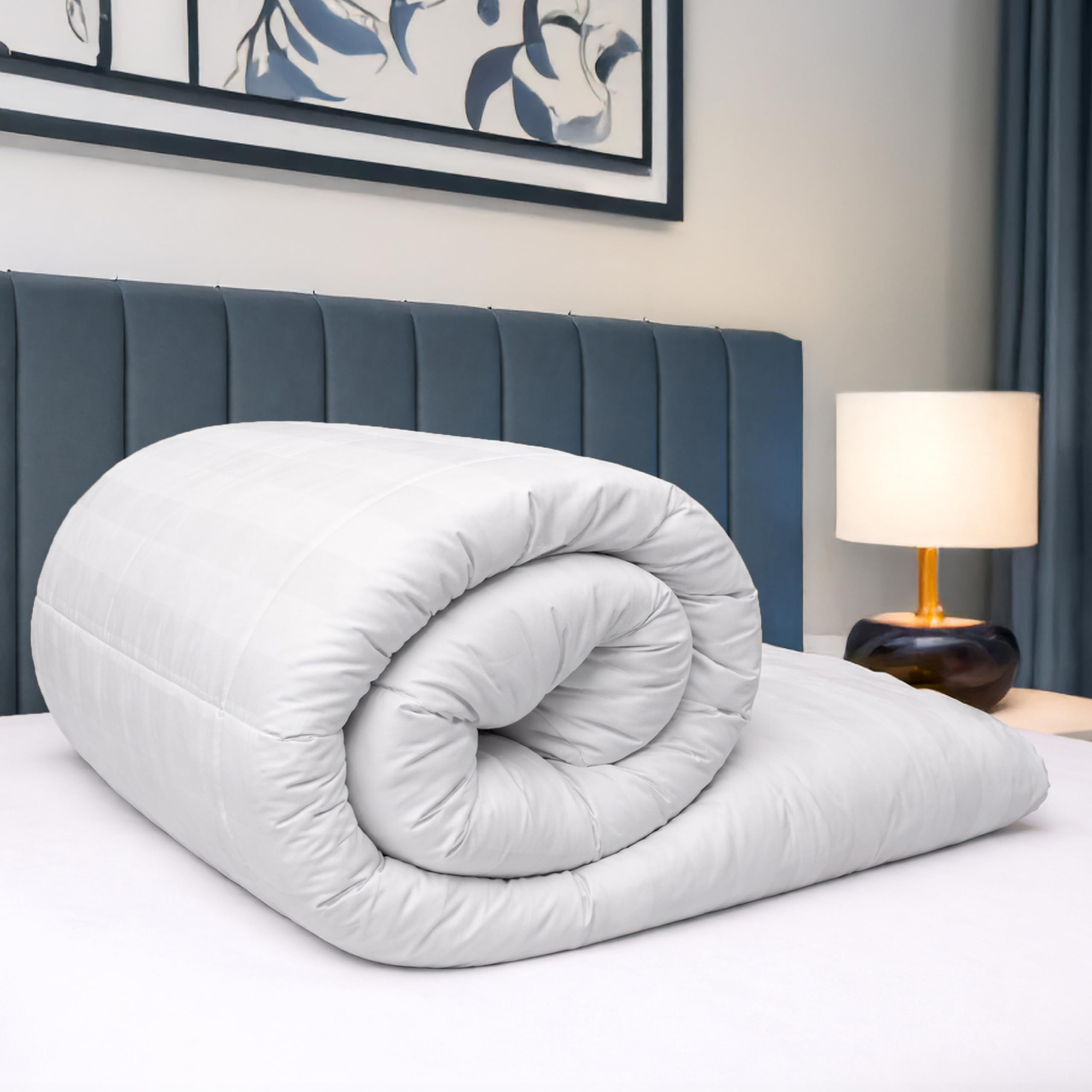 Bianca Fine Linens Premium 100% Cotton Stripe 4.5 tog Double Duvet White