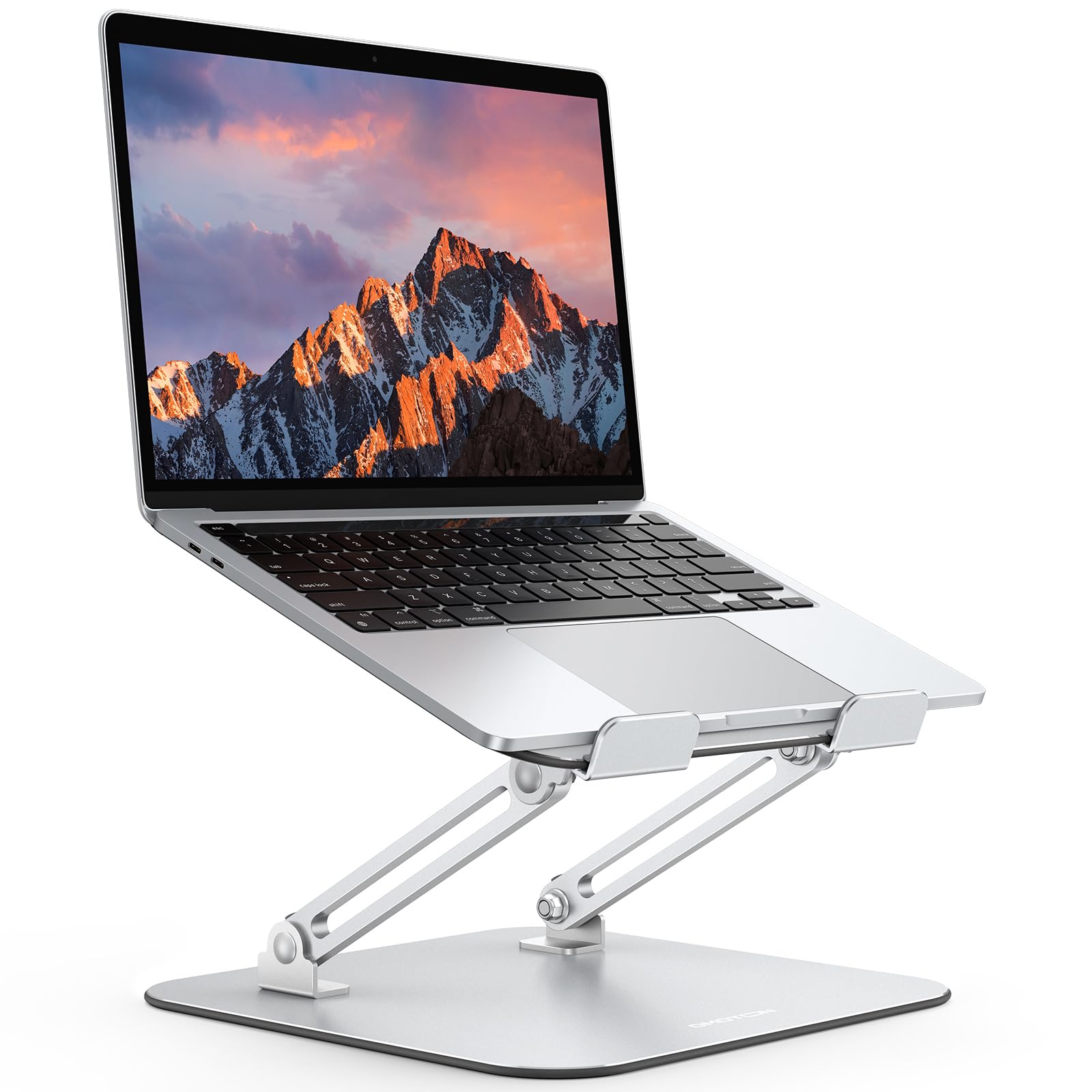 OMOTON Laptop Stand for Desk, Ergonomic Metal Adjustable Laptop Stand, Laptop Holder Riser with Cooling Function, Computer Stand Compatible with MacBook and All Laptops (10-17.2 inch), Silver