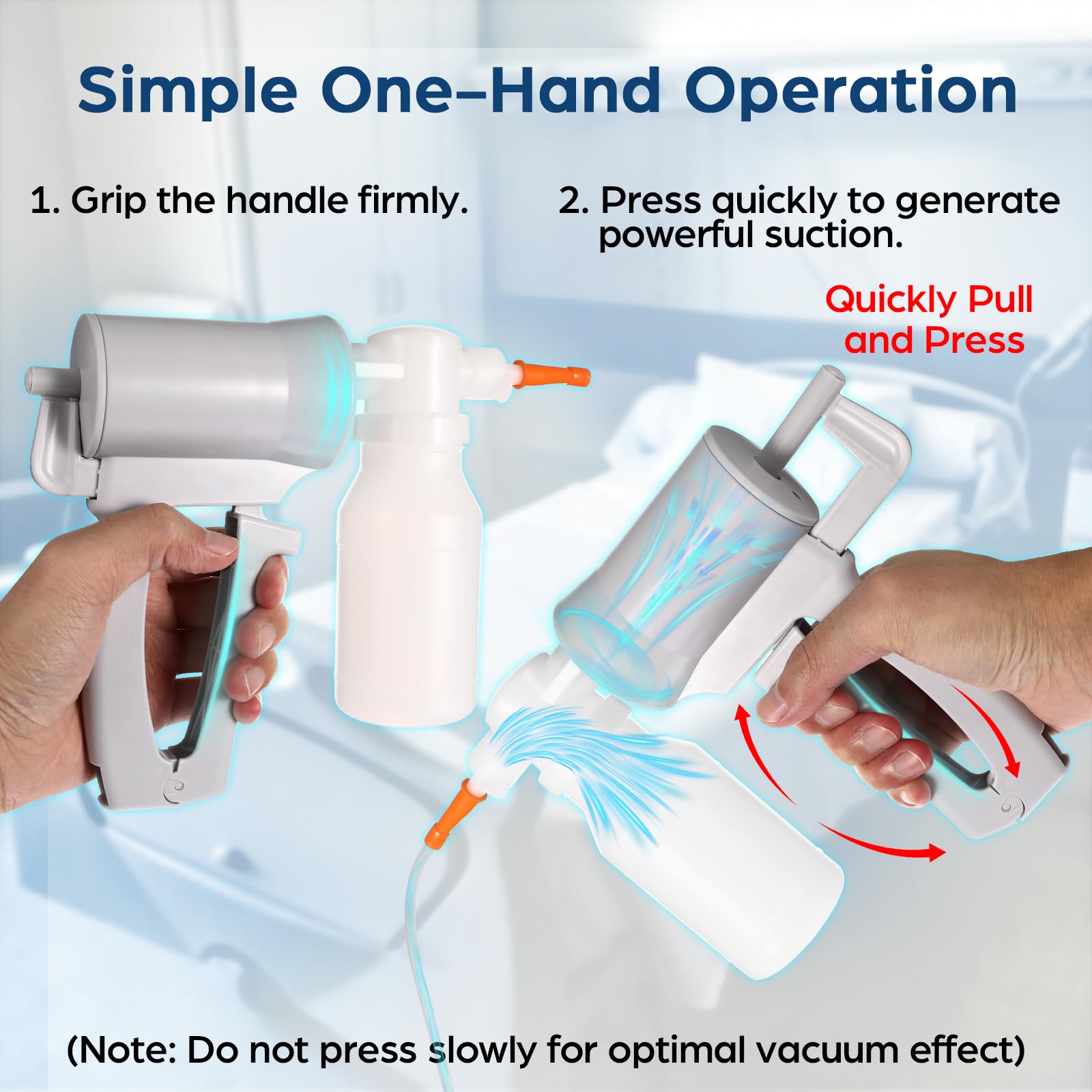 iplusmile Aspirador de esputo de mano, máquina de succión manual de flema, dispositivo de succión de tubo de esputo para el hogar, fácil de usar y transportar