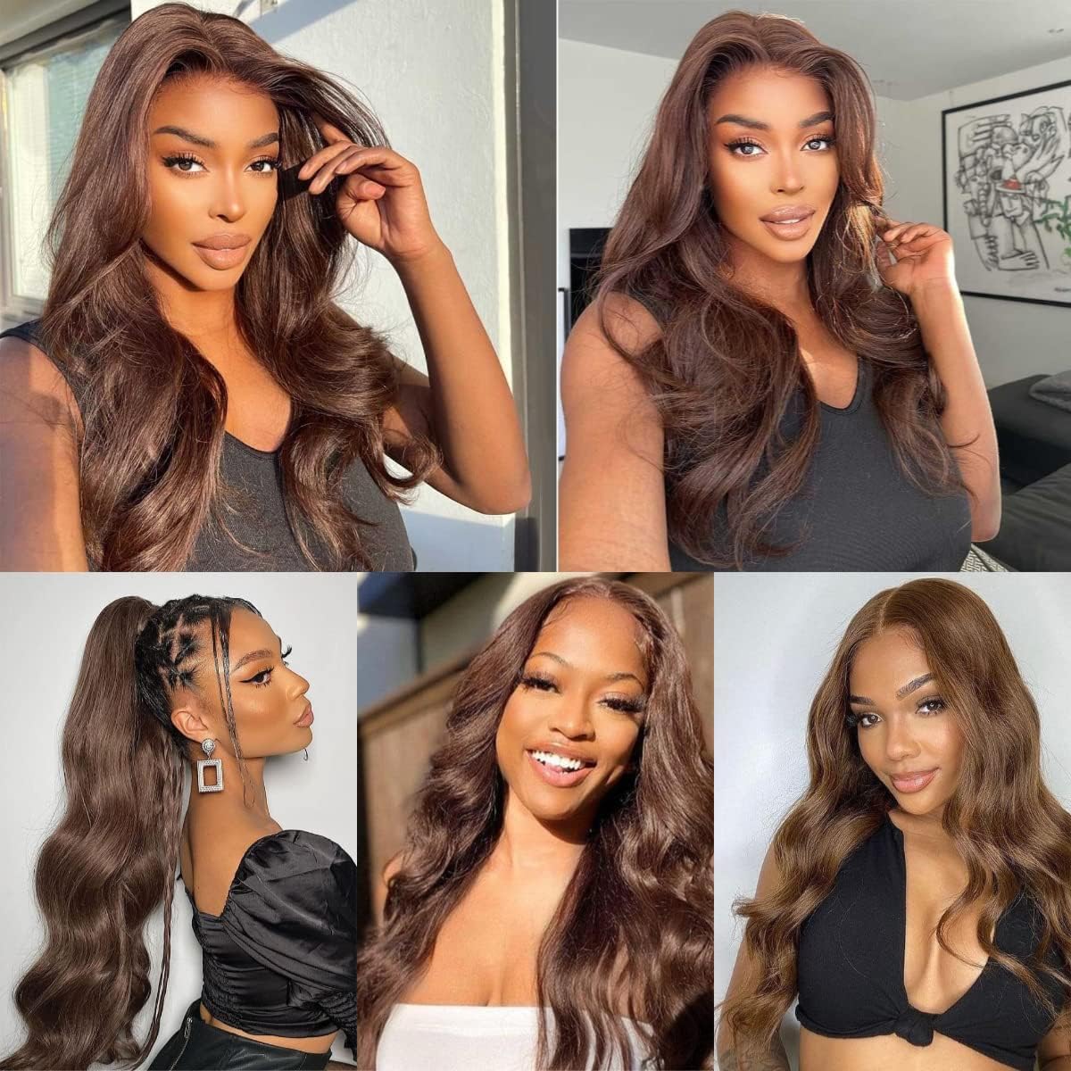 Photo 1 of #4 Brown Clip in Human Hair Extensions 16 Inch Chocolate Brown Body Wave Clip in Seamless Extensions Human Hair Skin Weft Seamless Invisible Unprocessed Brazilian Virgin Remy Hair 120g