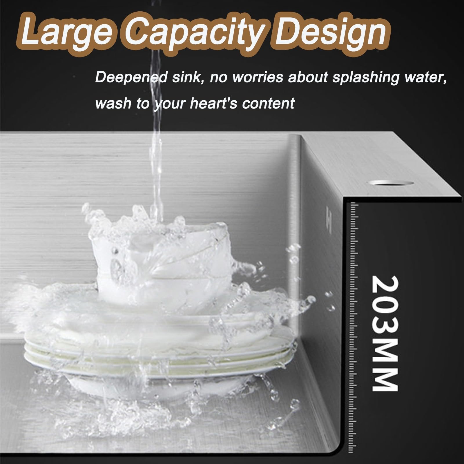 Fregadero Portatil Camping, Lavabo Caravana de Montaje Superior con Escurridor, de Acero Inoxidable de Una Sola Cubeta, Apto para Cocina, Bar y Caravana(76x37.5x19cm/30x14.8x7.5in)