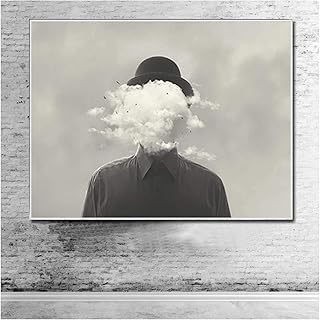 Wall Art PIPAO Surrealism Concept with Cloud Canvas Man Painting Black White Ori - Compare price