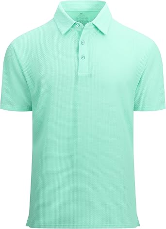 Alex Vando Mens Bubble Jacquard Polo Shirt Super Stretch Short Sleeve Polo Shirts for Men