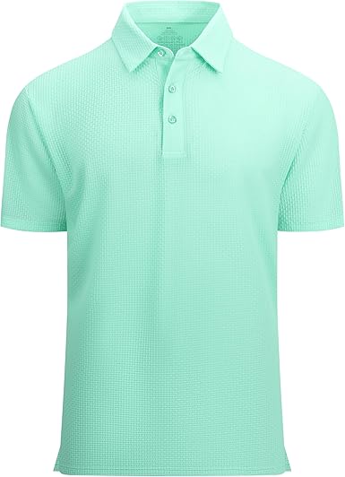 Alex Vando Mens Bubble Jacquard Polo Shirt Super Stretch Short Sleeve Polo Shirts for Men