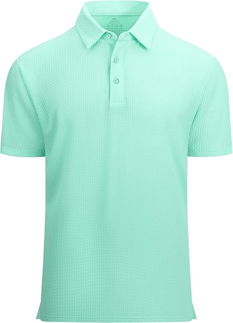 Alex Vando Mens Bubble Jacquard Polo Shirt Super Stretch Short Sleeve Polo Shirts for Men