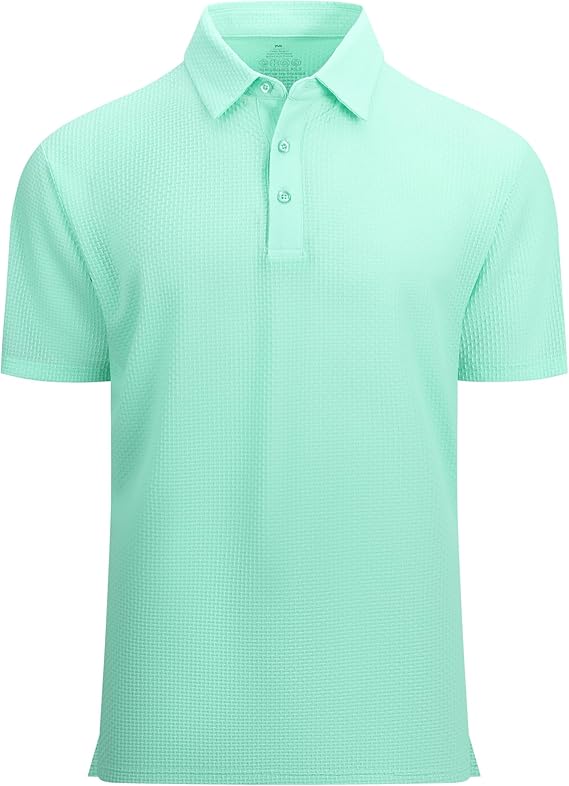 Alex Vando Mens Bubble Jacquard Polo Shirt Super Stretch Short Sleeve Polo Shirts for Men