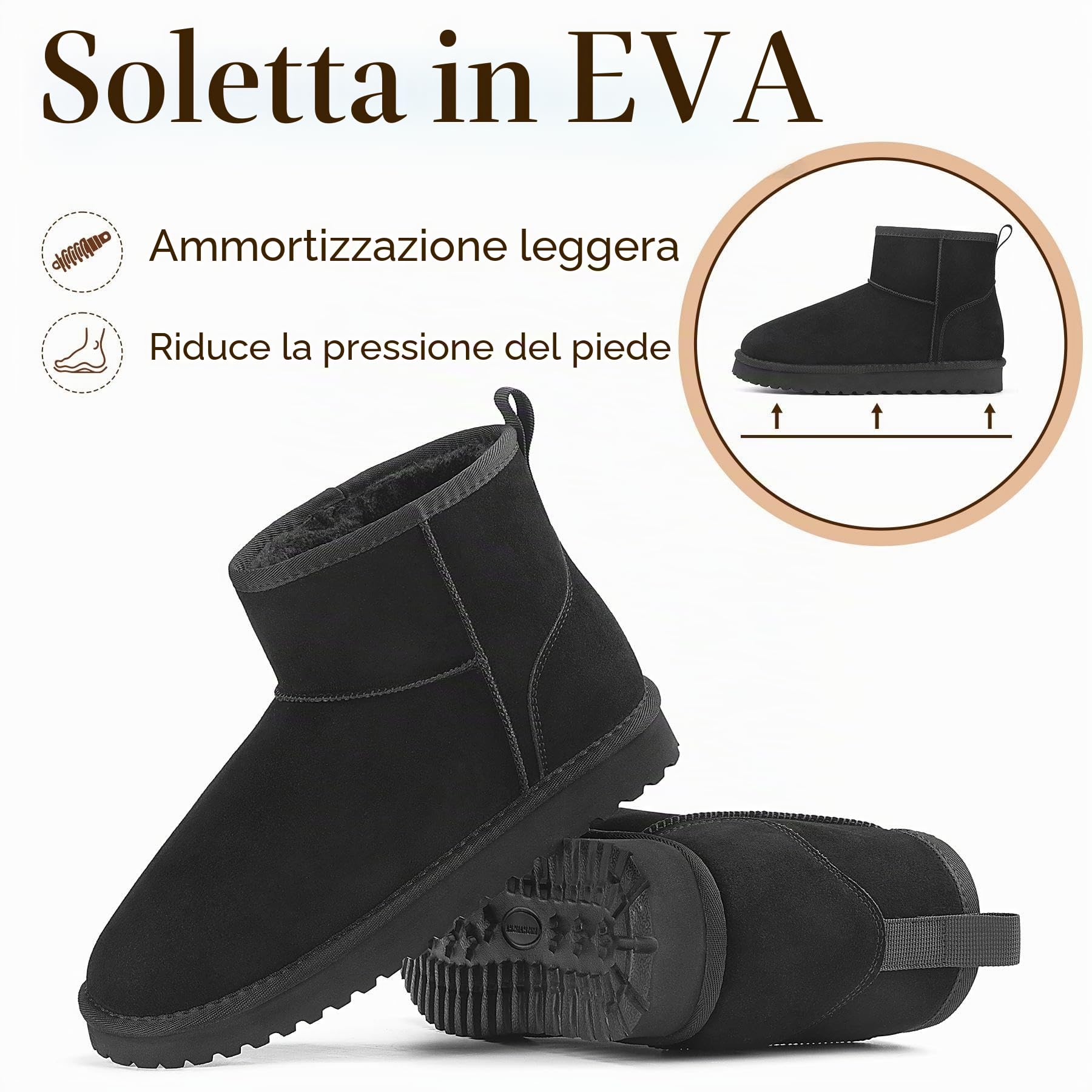 Mishansha Stivali Donna Invernali Imbottiti 36-42 EU | Scarpe da Neve, Calda, Antiscivolo, Comode, Spostamenti Quotidiani, Passeggiate