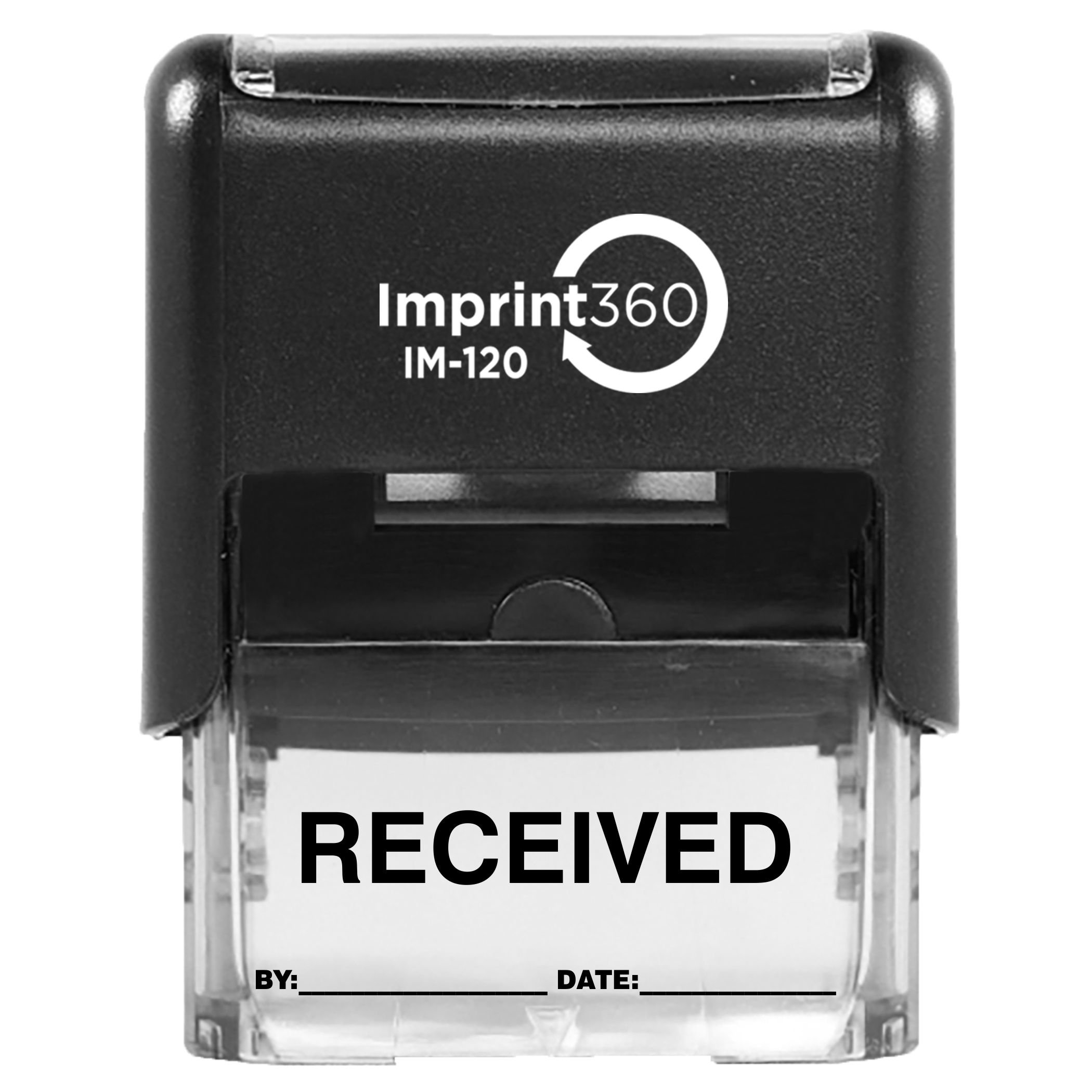 Supply360AS-IMP1104K - RECEIVED Stamp with By: & Date:, Black ink, Heavy Duty Commerical Self-Inking Rubber Stamp, 9/16" x 1-1/2" Impression