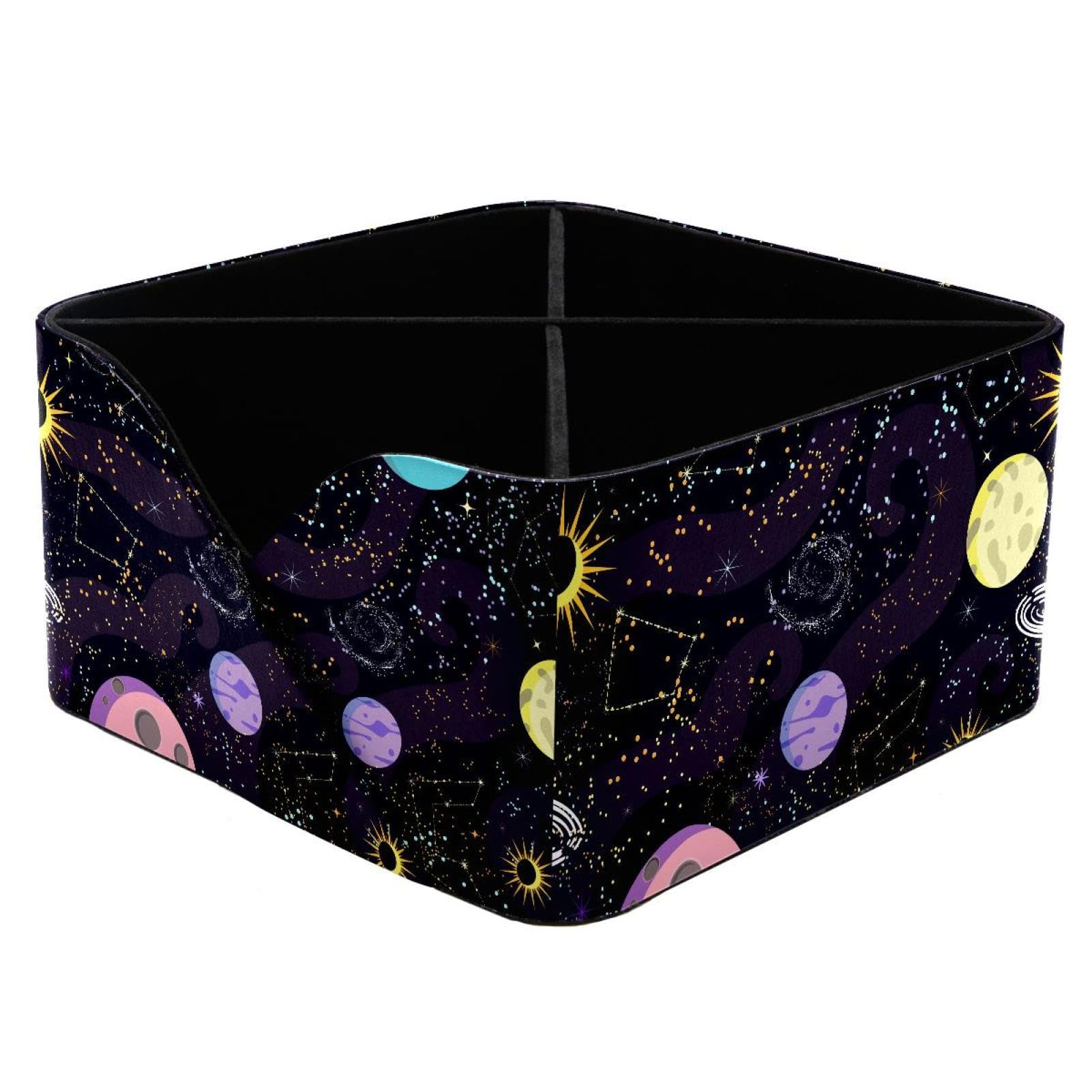 KengjuTesu Space Universe Cosmic Stars Desktop Organizer Pen Holder, Rectangular Pencil Cup for Office, Study and Makeup Stations