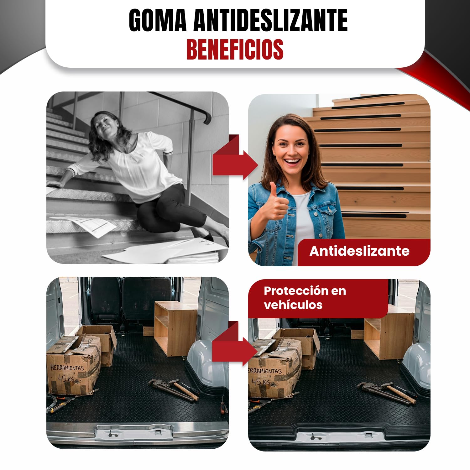 Tiras de Goma SBR en Rollo Antideslizante, Resistentes a Aceites y Alta Durabilidad para Taller, Gimnasio, Aislamiento y Uso Industrial; 25, 50 Y 100 mm Ancho, 1, 3 y 6 m Largo, 3 y 5 mm Espesor