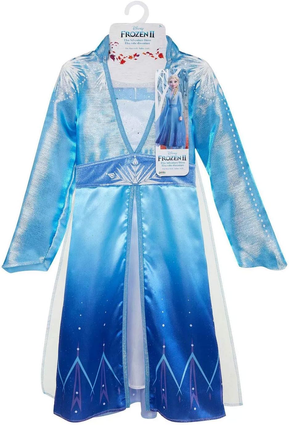2 Elsa Adventure Girls Role-Play Dress Features Ice Crystal Winged Cape, Sleek Dress Cut with Glittery, Frosty Trim - Fits Sizes 4-6X, For Ages 3+