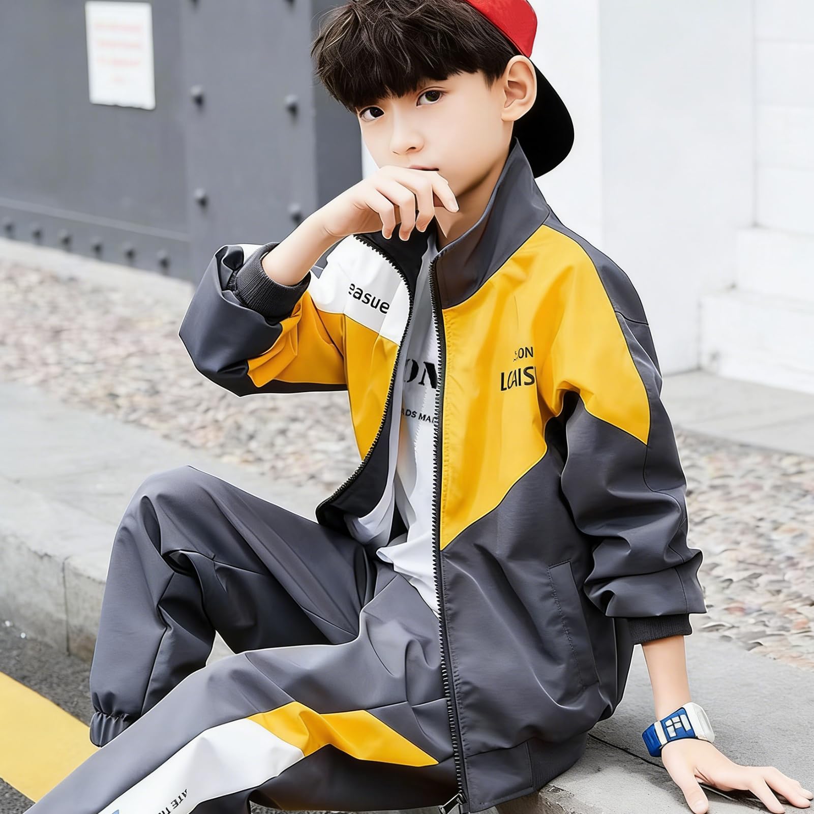 Conjunto Deportivo Niños 2 Piezas/3 Piezas Chandal Casual Chaqueta con Cremallera + Pantalón + Camiseta de Manga Larga