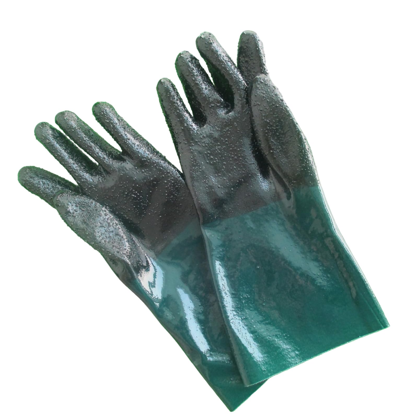 Gants de travail en PVC vert avec grip pour manutention et industrie
