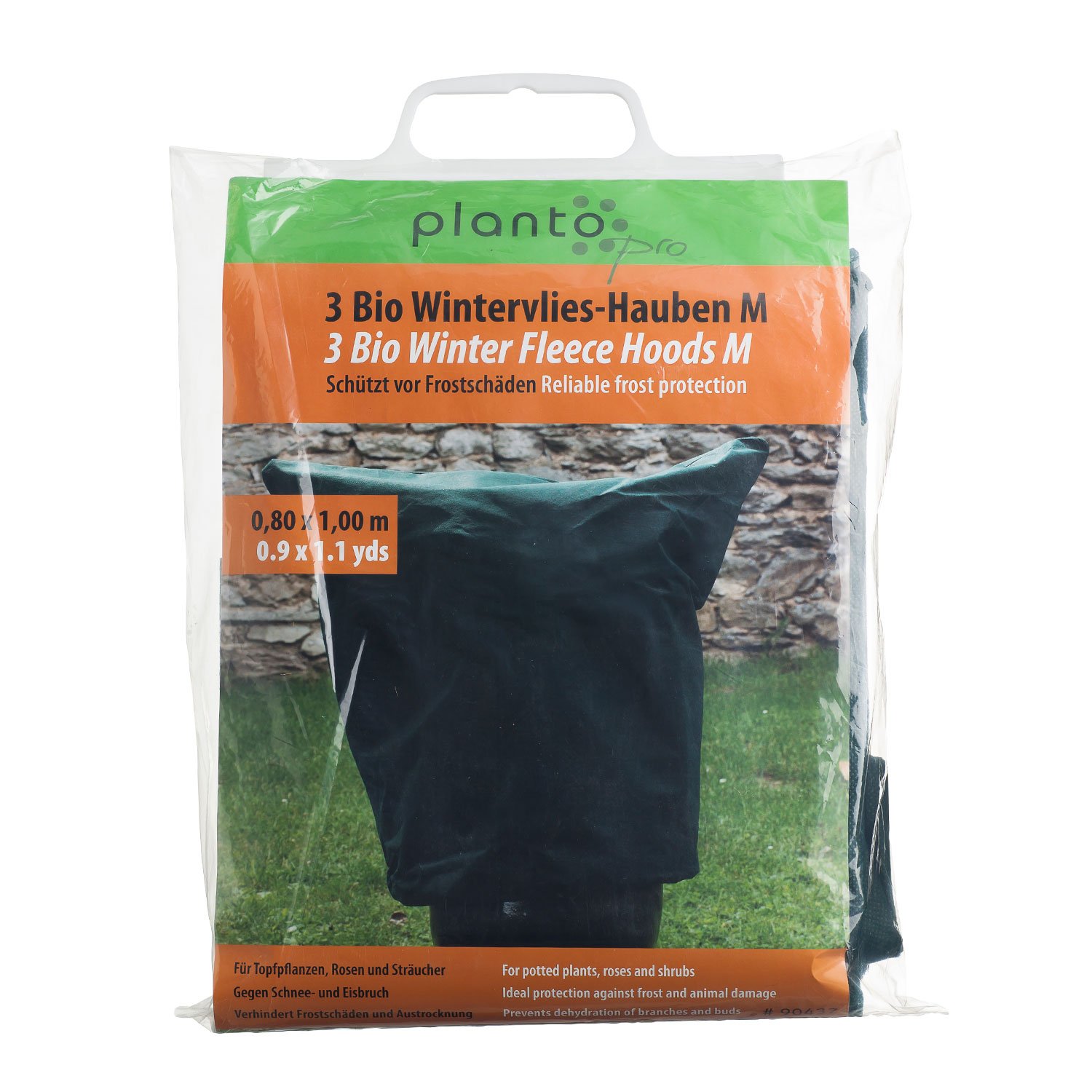 planto PRO BIO Wintervlies-Hauben Gr. M, 3 Große Hauben mit Zuziehkordel, Winterschutz für Pflanzen, Frostschutz, Gartenvlies, Pflanzenschutz, Pflanzensack, Extra Stark, 24 Set = 72 St.