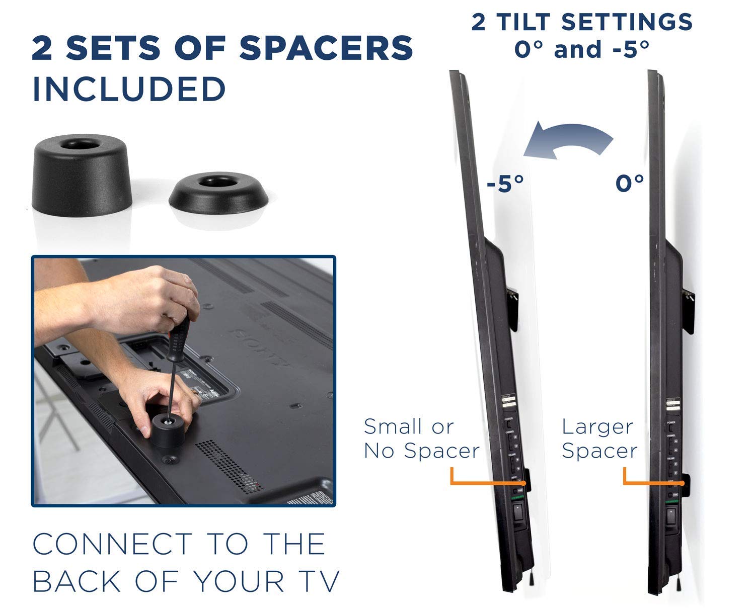 Mount-It - Soporte de Pared para televisores 55', Soporte inclinable de Perfil bajo para instalación en Pared Seca sin daños, Soporte Pie TV | Capacidad de Peso de 110 Libras, hasta VESA 600 x 400